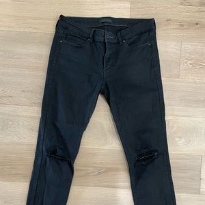 Uniqlo womens black ripped jeans